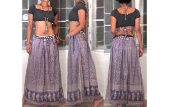 ETHNIC VTG INDIAN COTTON GAUZ MAXI HIPPE SKIRT Image